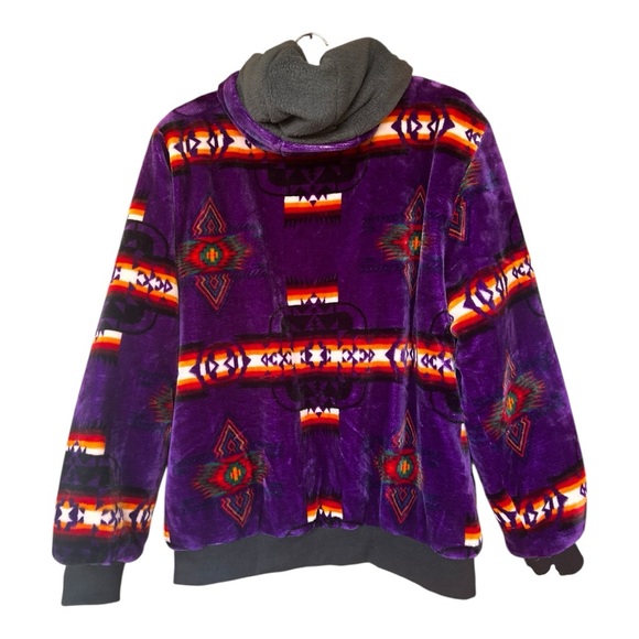 Aztec plush blanket zip up jacket purple SW print Size L/XL - Picture 3 of 12